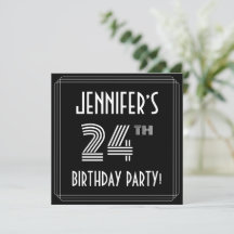 Fête du 24e anniversaire : Style Art Déco avec nom