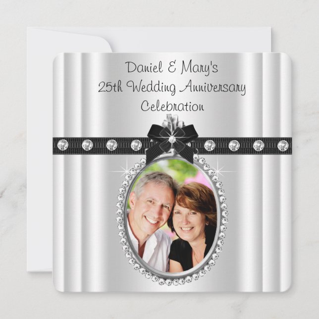 Invitation Fête du 25e anniversaire Argent Silver (Devant)