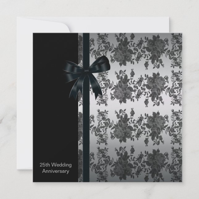 Invitation Fête du 25e anniversaire de mariage de Roses (Devant)