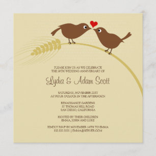 Invitation Fête du 25e Anniversaire de Mariage Love Birds