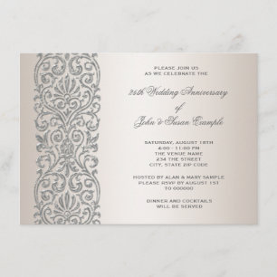 Invitation Fête du 25e anniversaire de mariage Pearl Silver B