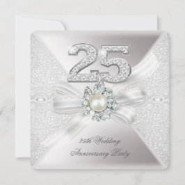 Invitation Fête du 25e Anniversaire de Mariage Perle Argent