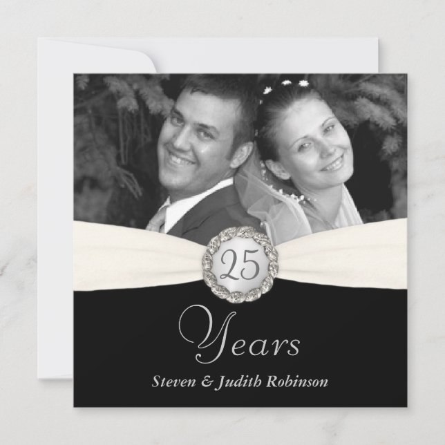 Invitation Fête du 25e anniversaire - Faux Pocket Style - CAR (Devant)