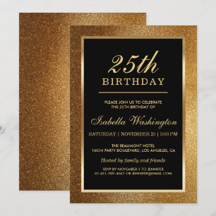 Invitation Fête du 25e anniversaire   Parties scintillant Gol
