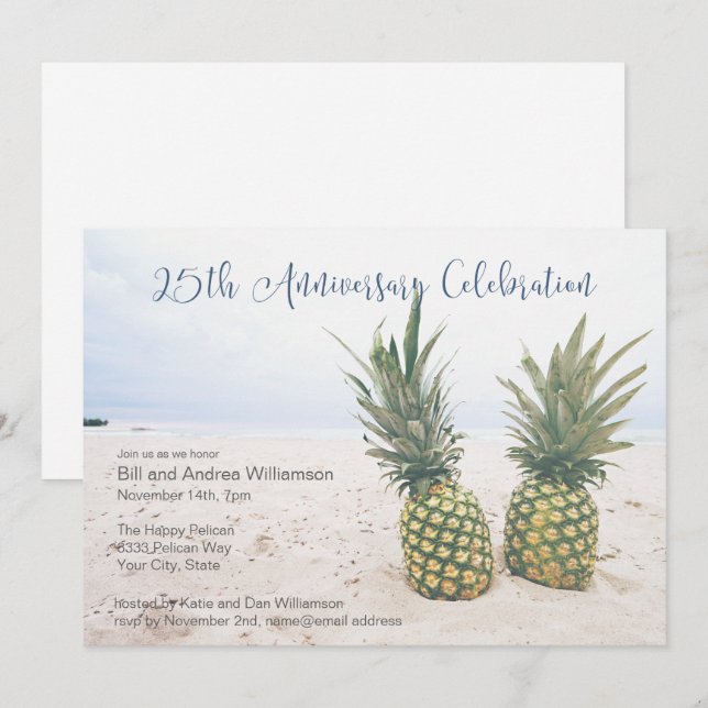 Invitation Fête du 25e anniversaire tropical (Devant / Derrière)