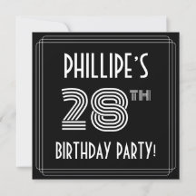 Fête du 28e anniversaire : Art Déco Style avec Nom