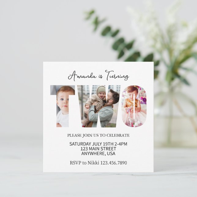 Invitation Fête du 2e anniversaire Favorisée pour les filles  (Debout devant)