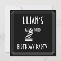 Fête du 2e anniversaire : Style Art Déco avec nom 