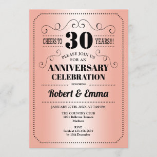 Invitation Fête du 30e anniversaire de l'Mariage - Coral