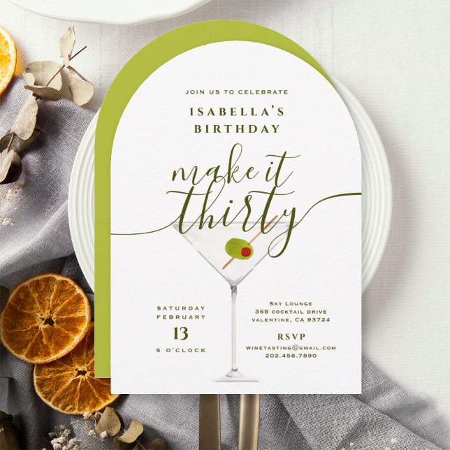 Invitation Fête du 30e anniversaire du Martini blanc Make It  (Créateur téléchargé)