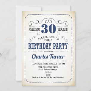 Invitation Fête du 30e anniversaire - Retro Creamy White and 