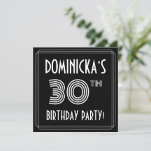 Fête du 30e anniversaire : Style Art Déco avec nom