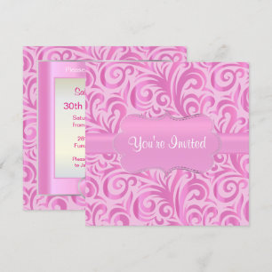 Invitation fête du 30e anniversaire Verr rose, argent et bla