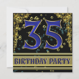 Invitation Fête du 35e anniversaire Black and Gold