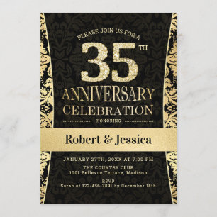 Invitation Fête du 35e anniversaire - Black Gold