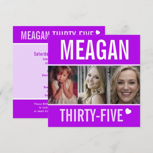 Invitation fête du 35e anniversaire fête de célébration photo (Devant / Derrière)