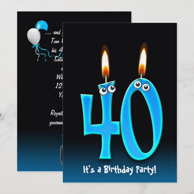 Invitation Fête du 40e anniversaire (Devant / Derrière)