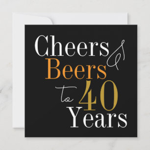 Invitation Fête du 40e anniversaire Cheers and Beers Black Go