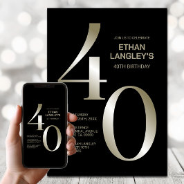 Invitation Fête du 40e anniversaire de Black Gold moderne