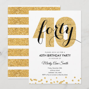 Invitation Fête du 40e anniversaire de la Parties scintillant