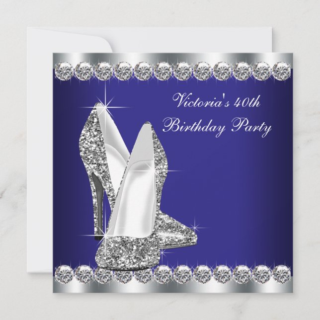 Invitation Fête du 40e anniversaire des femmes Royal Blue (Devant)