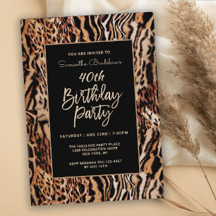 Invitation Fête du 40e anniversaire du Poster de animal branc