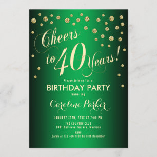 Invitation Fête du 40e anniversaire - Gold Green