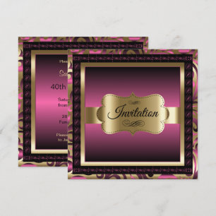 Invitation Fête du 40e anniversaire Métal rose et or