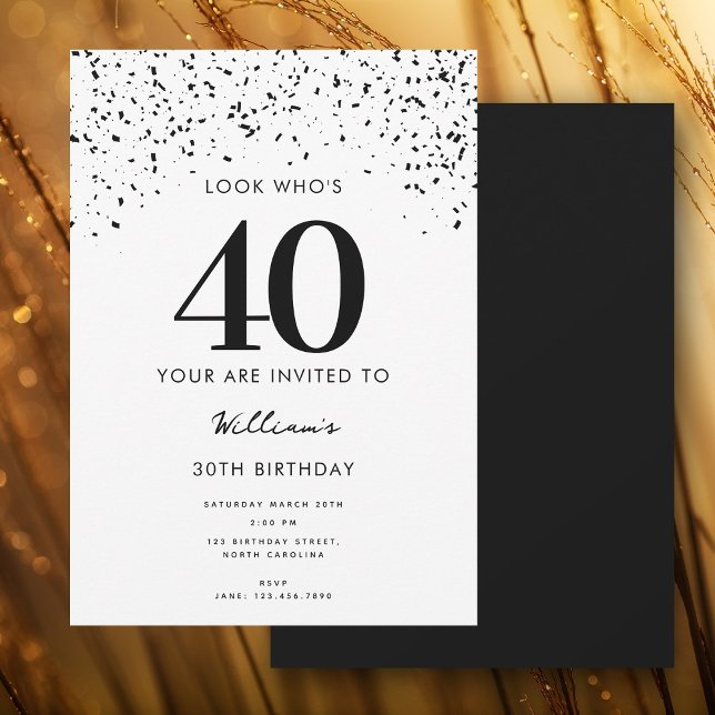 Invitation Fête du 40e anniversaire Regardez qui est 40 moder (40th Birthday Party Look Who's 40 Modern Invitation)