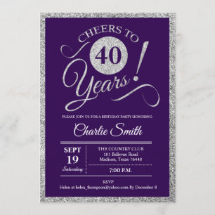 Invitation Fête du 40e anniversaire - Silver Purple TOUTE ANN