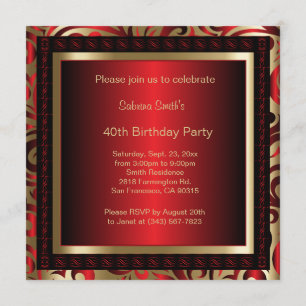 Invitation Fête du 40e anniversaire Texte do-it-yourself