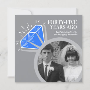 Invitation fête du 45e anniversaire bague de saphir deux phot