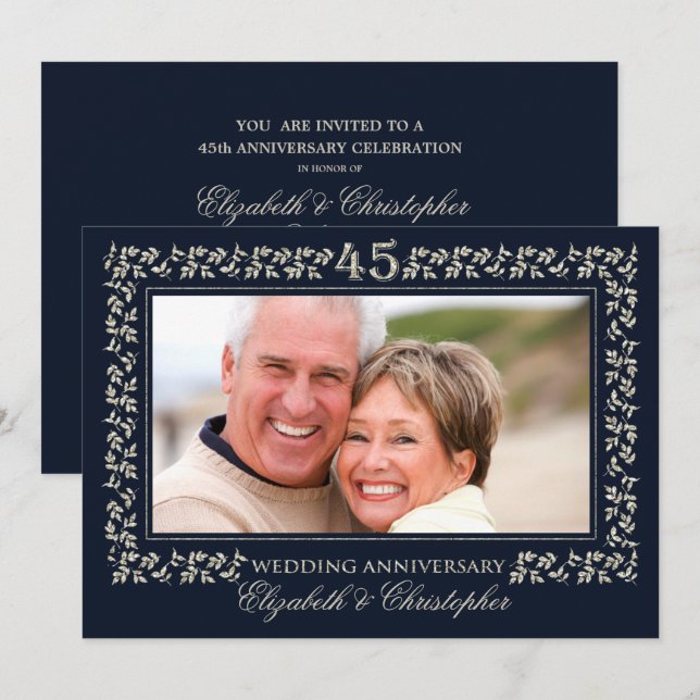 Invitation Fête du 45e anniversaire de mariage | Photo person (Devant / Derrière)