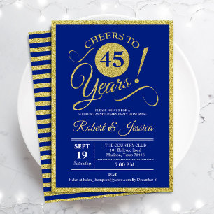 Invitation Fête du 45e Anniversaire -  Saphir Bleu Or