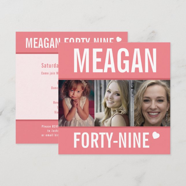 Invitation fête du 49e anniversaire fête fête de célébration  (Devant / Derrière)