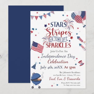 Invitation Fête du 4 juillet à l'aquarelle 