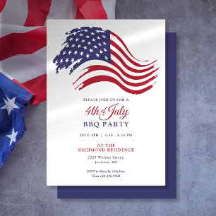 Invitation Fête du 4 juillet avec drapeau américain