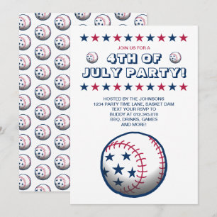 Invitation Fête du 4 juillet Baseball