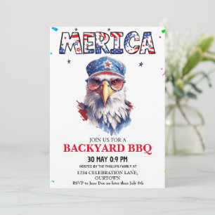 Invitation Fête du 4 juillet BBQ dans la cour arrière Merica