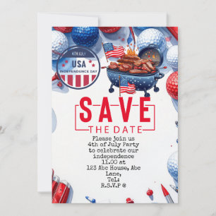Invitation Fête du 4 juillet  party de golfeur   