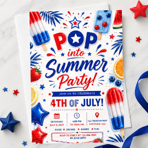 Invitation Fête du 4 juillet Pop BBQ d'été Jour de l'Indépend