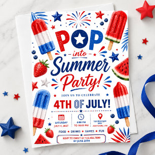 Invitation Fête du 4 juillet Pop BBQ d'été Jour de l'Indépend