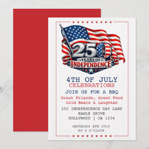 Invitation Fête du 4 juillet pour 250 ans d'indépendance
