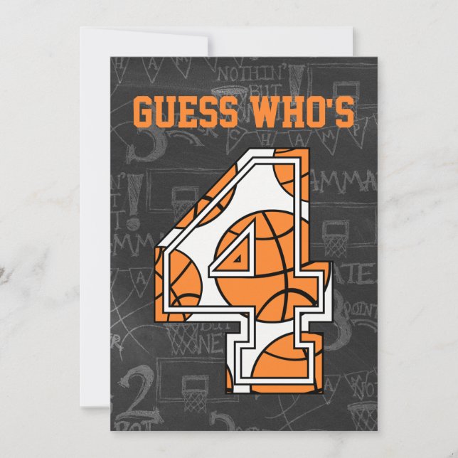 Invitation Fête du 4e anniversaire du Basket-ball Chalkboard (Devant)