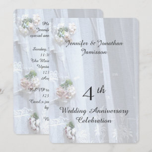 Invitation Fête du 4ème anniversaire de mariage, dentelle vin