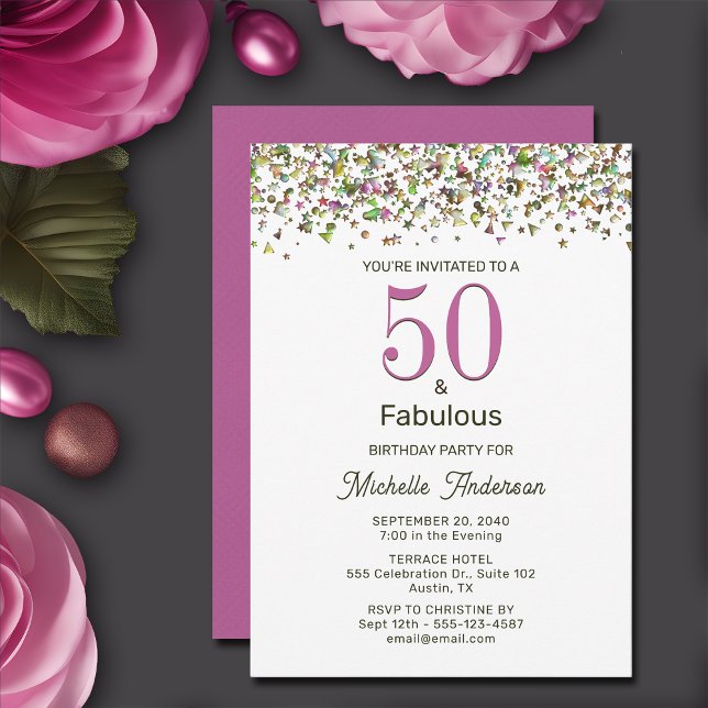 Invitation Fête du 50e anniversaire "50 et fabuleux" (Créateur téléchargé)