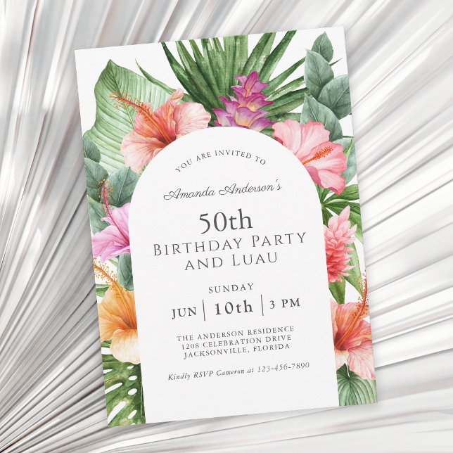 Invitation Fête du 50e anniversaire de la Lush Tropical Flora (Available as paperless digital download or printed invitations!)