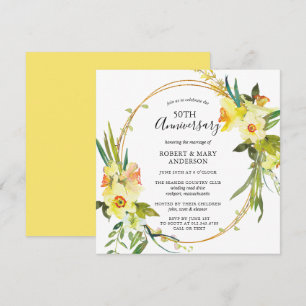Invitation Fête du 50e anniversaire de mariage aux jonquilles