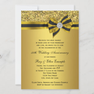 Invitation Fête du 50e anniversaire de mariage avec un élégan