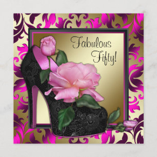 Invitation Fête du 50e anniversaire des femmes rose chaud